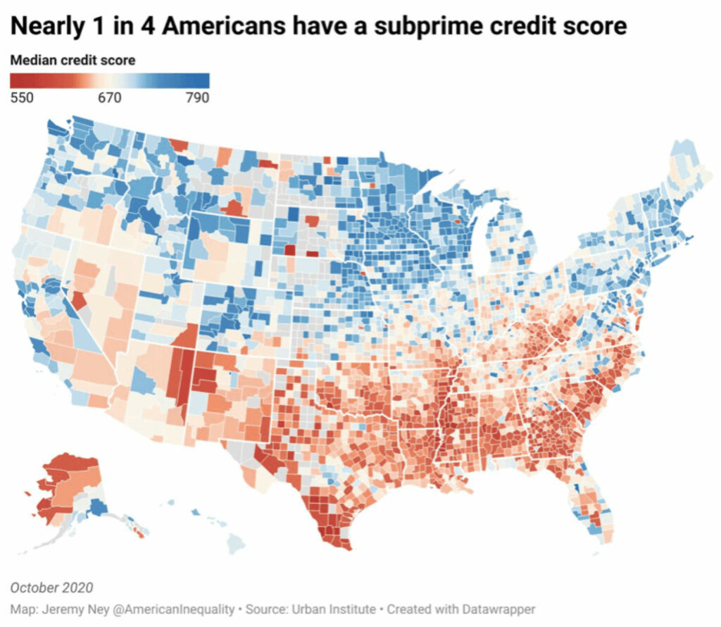 U.S.A Credit Scores by State 